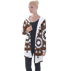 Gear Clockwork Decorative Fancy Longline Hooded Cardigan