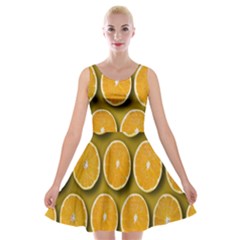 Orange Slices Cross Sections Pattern Velvet Skater Dress