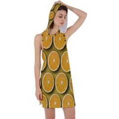 Orange Slices Cross Sections Pattern Racer Back Hoodie Dress