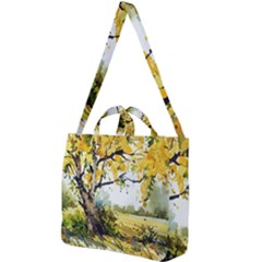 Landscape Painting Meadow Garden Square Shoulder Tote Bag