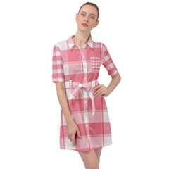 Pink And White Plaids Belted Shirt Dress by ConteMonfrey
