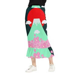 Mount Fuji Japan Landscape Volcano Maxi Fishtail Chiffon Skirt