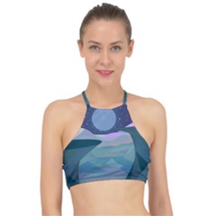 Landscapes Moon Stars Night Racer Front Bikini Top