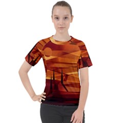 Illustration Golden Tuscany Brown Orange Women s Sport Raglan Tee