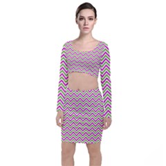 Mave,chevron,white,navi,purple Top And Skirt Sets