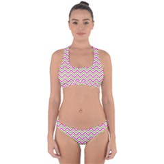 Mave,chevron,white,navi,purple Cross Back Hipster Bikini Set