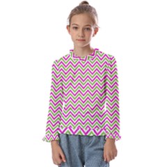 Mave,chevron,white,navi,purple Kids  Frill Detail Tee