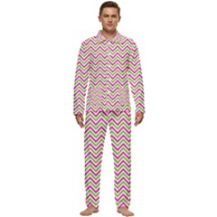 Mave,chevron,white,navi,purple Men s Long Sleeve Velvet Pocket Pajamas Set