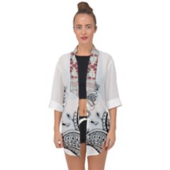 Im Fourth Dimension Black White 28 Open Front Chiffon Kimono