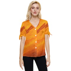 Abstract Painting Background Art Bow Sleeve Button Up Top