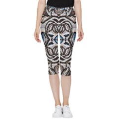 Embroidered Symmetry Inside Out Lightweight Velour Capri Leggings 