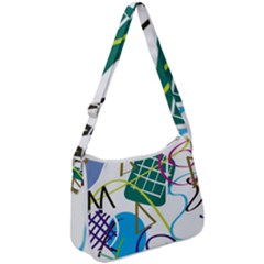 Abstract Pattern Zip Up Shoulder Bag