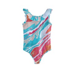 Stone Marble Texturw Pattern Kids  Frill Swimsuit