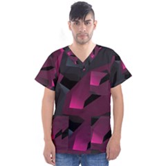 Illustration Hexagon Geometric Art Design Men s V-neck Scrub Top
