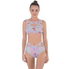Illustration Pastel Shape Geometric Bandaged Up Bikini Set 