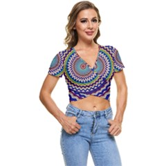 Illustration Kaleidoscope Geometric Circles Short Sleeve Foldover Tee