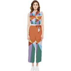 Colorful Paper Art Materials Women s Frill Top Chiffon Jumpsuit