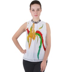 Im Fourth Dimension Colour 47 Mock Neck Chiffon Sleeveless Top
