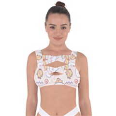 Chicken Dog Flower Sun Pattern Bandaged Up Bikini Top