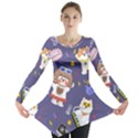 Girl Cartoon Background Pattern Long Sleeve Tunic  View1
