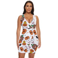Illustration Pumpkin Bear Bat Bunny Chicken Draped Bodycon Dress