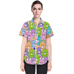 Care Bears Bear Background Cartoon Women s Short Sleeve Shirt