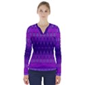 Illustration Purple Abstract Wallpaper Pattern Abstract V-Neck Long Sleeve Top View1