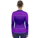 Illustration Purple Abstract Wallpaper Pattern Abstract V-Neck Long Sleeve Top View2