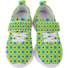 Abstract Pattern Tiles Square Design Modern Kids  Velcro Strap Shoes