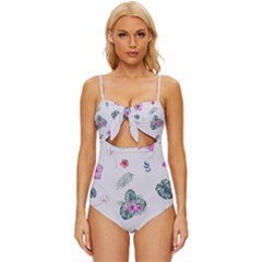 Template-flower Knot Front One-piece Swimsuit
