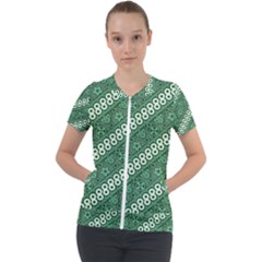 Vector Batik Pattern Java Indonesia Art Short Sleeve Zip Up Jacket