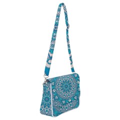 Mandala Blue Shoulder Bag With Back Zipper by zappwaits