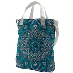 Mandala Blue Canvas Messenger Bag by zappwaits
