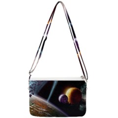 Planets In Space Double Gusset Crossbody Bag by Sapixe
