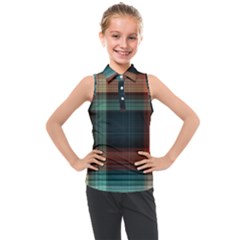 Plaid Tartan Checkered Tablecloth Kids  Sleeveless Polo Tee