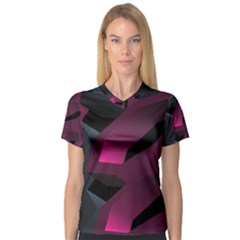 Hexagon Geometric Art Design V-neck Sport Mesh Tee
