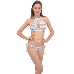 Christmas Holiday Xmas Winter Cross Front Halter Bikini Set