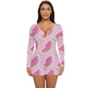 Pink Melon Wayermelon Pattern Food Fruit Melon Long Sleeve Boyleg Swimsuit View1