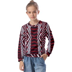 Abstract Pattern Kids  Long Sleeve Tee With Frill 