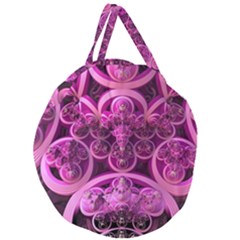 Fractal-math-geometry-visualization Pink Giant Round Zipper Tote