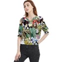 Zoo-animals-peacock-lion-hippo Quarter Sleeve Blouse View1