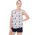 Cute Cat Kitten Animal Design Pattern Bubble Hem Chiffon Tank Top View1