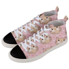 Cat Pattern Pink Background Men s Mid-top Canvas Sneakers by danenraven