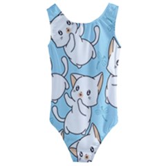 Seamless-little-cat-dragonfly-pattern Kids  Cut-out Back One Piece Swimsuit