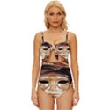 Venetian Mask Knot Front One-Piece Swimsuit View1