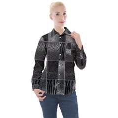 Gray Animal Print Women s Long Sleeve Pocket Shirt