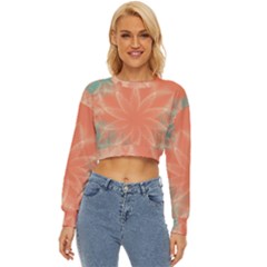 Teal Coral Abstract Floral Cream Lightweight Long Sleeve Sweatshirt by danenraven