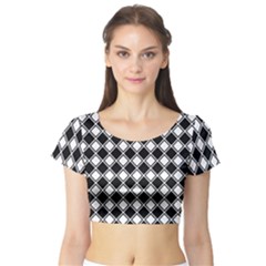 Square Diagonal Pattern Seamless Short Sleeve Crop Top