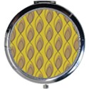 Yellow Brown Minimalist Leaves Mini Round Mirror View1