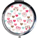Lovely Owls Mini Round Mirror View1